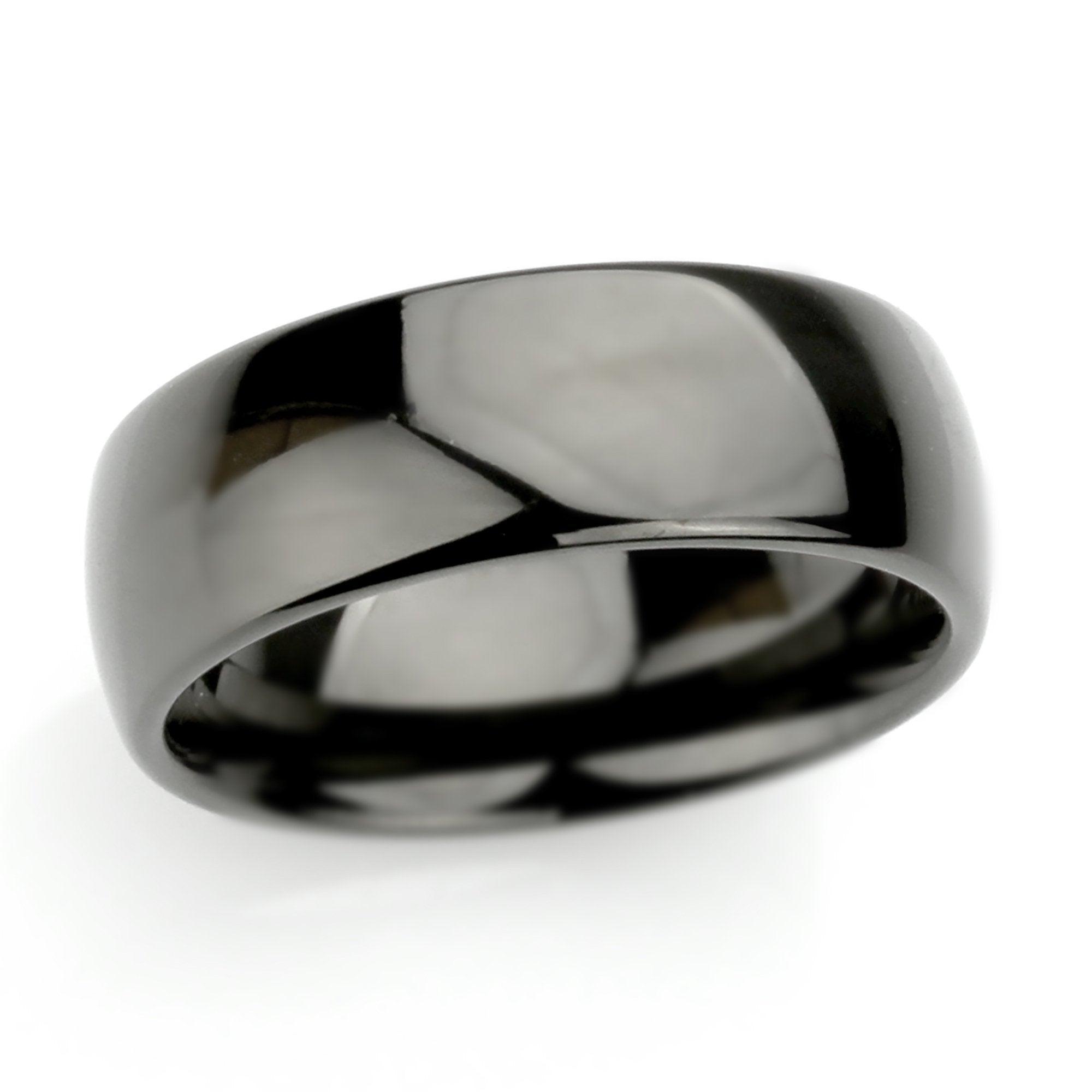 Tungsten Rings for Men Wedding Bands for Him Womens Wedding Bands for Her 8mm High Polished Shiny Dark Gray - Jewelry Store by Erik Rayo