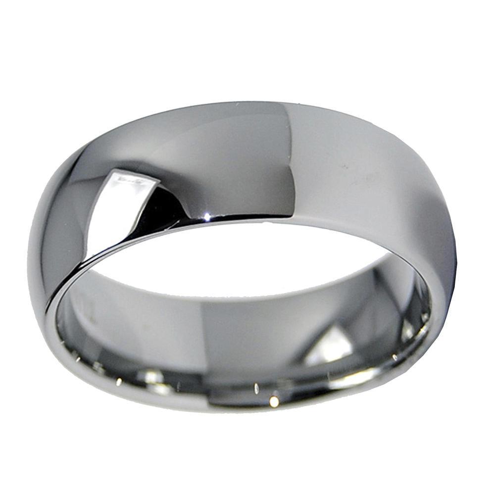 Tungsten Rings for Men Wedding Bands for Him Womens Wedding Bands for Her 8mm High Polished Shiny Dark Gray - Jewelry Store by Erik Rayo