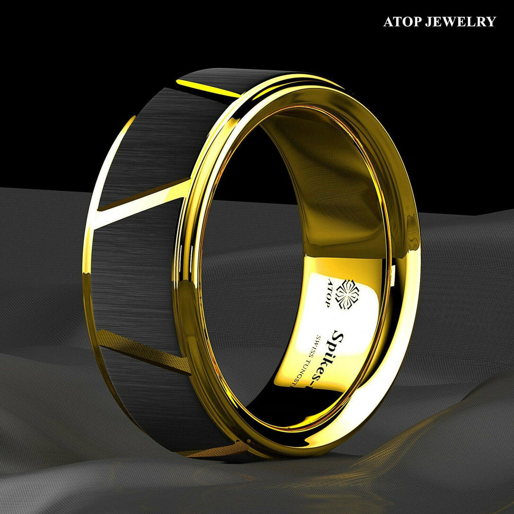 Men's Wedding Band - Luxury Black Brushed Gold Ring for Men and Women - Jewelry Store by Erik Rayo