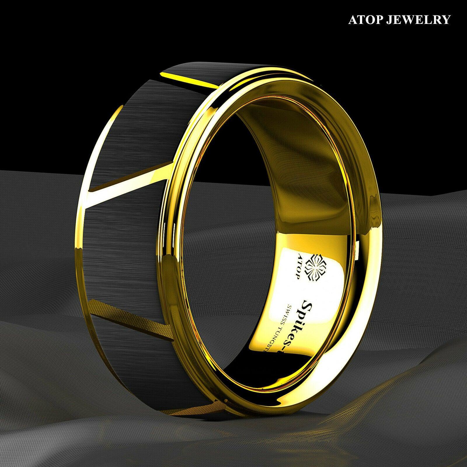 Men's Wedding Band - Luxury Black Brushed Gold Ring for Men and Women - Jewelry Store by Erik Rayo