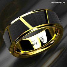 Load image into Gallery viewer, Mens Wedding Band Rings for Men Wedding Rings for Womens / Mens Rings Luxury Black Brushed Gold - Jewelry Store by Erik Rayo
