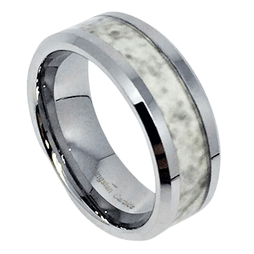 Men's Wedding Band Rings - Marble Gray Inlay - Wedding Rings for Men and Women