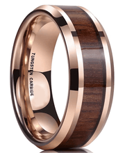 Load image into Gallery viewer, Men&#39;s Wedding Band Rings - Natural Koa Wood Inlay - Wedding Rings for Men and Women
