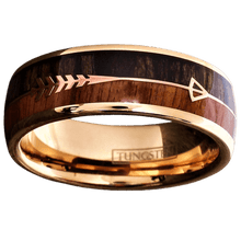 Load image into Gallery viewer, Mens Wedding Band Rings for Men Wedding Rings for Womens / Mens Rings Rose Gold Arrow with Wood - Jewelry Store by Erik Rayo
