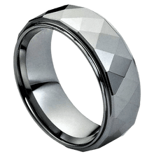 Load image into Gallery viewer, Men&#39;s Wedding Band Rings - Shiny Facet Diamond Cut Design - Wedding Rings for Men and Women
