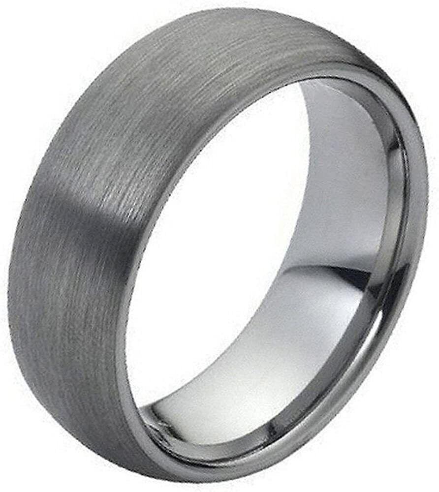 Tungsten Rings for Men Wedding Bands for Him Womens Wedding Bands for Her 8mm Silver Domed Classic Brushed Finish - Jewelry Store by Erik Rayo