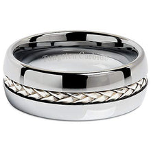 Load image into Gallery viewer, Mens Wedding Band Rings for Men Wedding Rings for Womens / Mens Rings Silver Inlay Titanium Color - Jewelry Store by Erik Rayo
