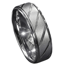 Load image into Gallery viewer, Men&#39;s Wedding Band Ring - Silver Sandblasted Finish with Groove - Men&#39;s and Women&#39;s Wedding Rings
