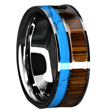 Load image into Gallery viewer, Tungsten Rings for Men Wedding Bands for Him Womens Wedding Bands for Her 8mm Silver Turquoise &amp; Koa Wood Wedding Band Jewelry - Jewelry Store by Erik Rayo
