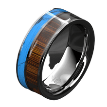 Load image into Gallery viewer, Tungsten Rings for Men Wedding Bands for Him Womens Wedding Bands for Her 8mm Silver Turquoise &amp; Koa Wood Wedding Band Jewelry - Jewelry Store by Erik Rayo
