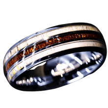 Load image into Gallery viewer, Men&#39;s Wedding Band Rings - Silver with Antler and Koa Wood - Wedding Rings for Men and Women
