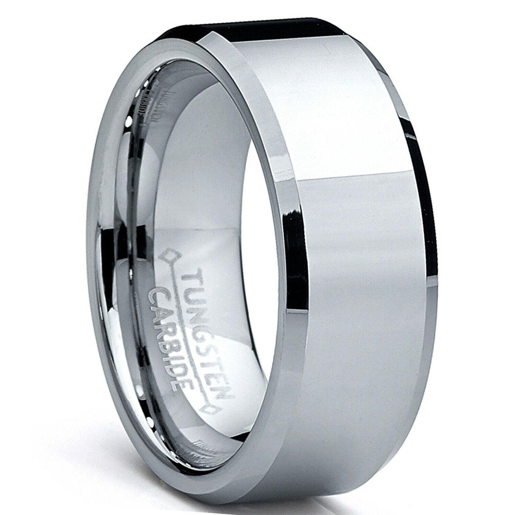 Men's Tungsten Carbide Wedding Band Ring 8mm - High Polish, Sizes 5-15