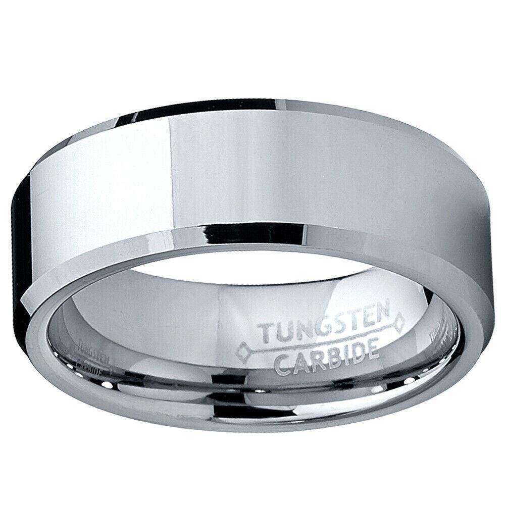 Tungsten Rings for Men Wedding Bands for Him Womens Wedding Bands for Her 8mm Sizes 5-15 High Polish Tungsten Carbide Rings 8mm - Jewelry Store by Erik Rayo