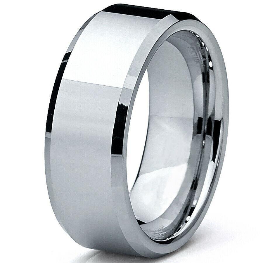 Tungsten Rings for Men Wedding Bands for Him Womens Wedding Bands for Her 8mm Sizes 5-15 High Polish Tungsten Carbide Rings 8mm - Jewelry Store by Erik Rayo