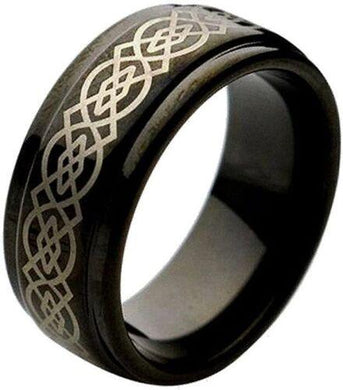 Men's Wedding Band Ring with Stepped Edge and Celtic Center - Perfect for Weddings and Special Occasions