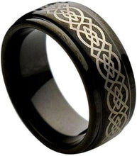 Load image into Gallery viewer, Mens Wedding Band Rings for Men Wedding Rings for Womens / Mens Rings Stepped Edge and Celtic Center - Jewelry Store by Erik Rayo
