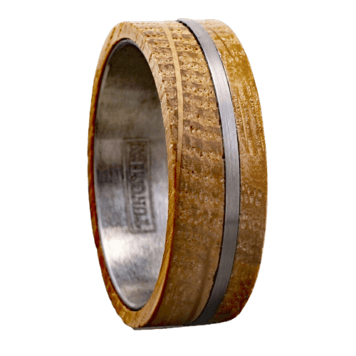 Engagement Rings for Women Mens Wedding Bands for Him and Her Promise / Bridal Mens Womens Rings With Whiskey Barrel Wood Brushed Stripe - Jewelry Store by Erik Rayo