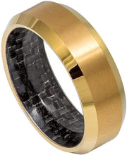 Load image into Gallery viewer, Men&#39;s Yellow Gold Tone IP Plated Wedding Band Ring with Black for Men and Women
