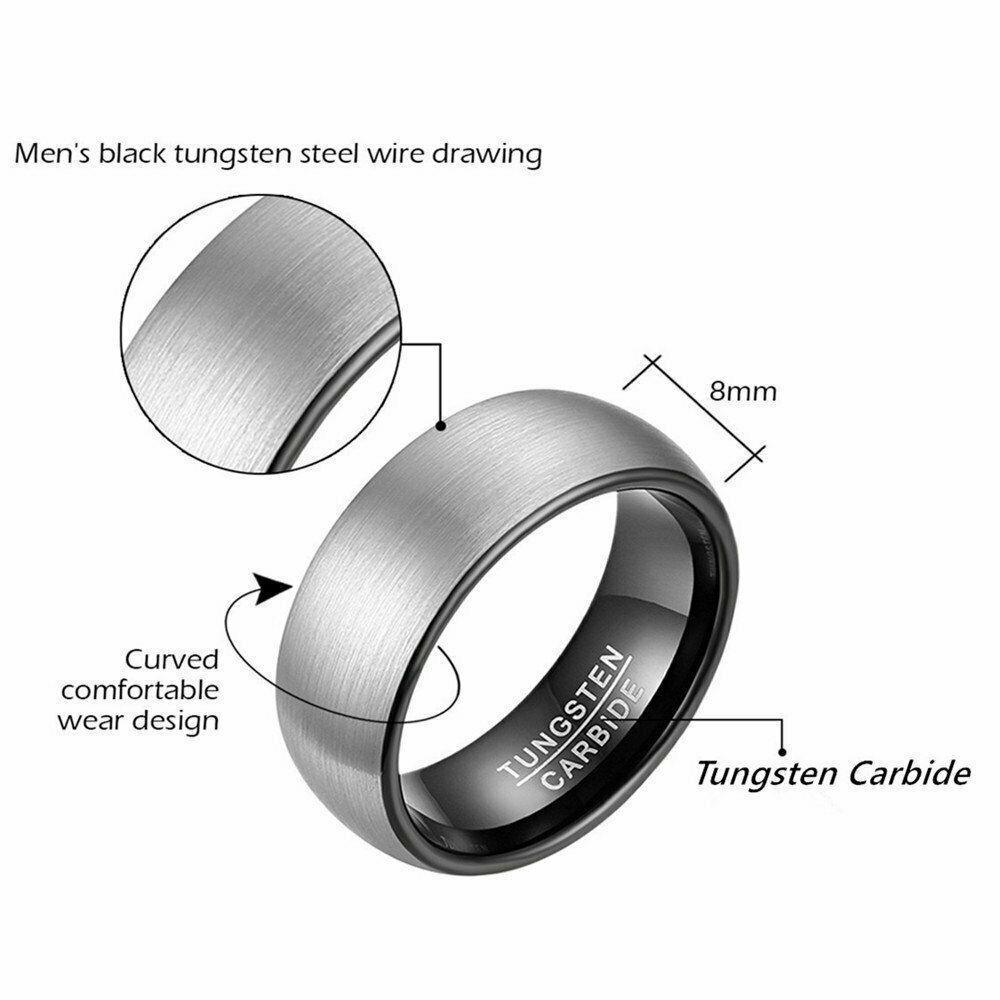 Tungsten Carbide Wedding Band Rings 8mm Matte Brushed Comfort Fit Size 4-15 - Jewelry Store by Erik Rayo