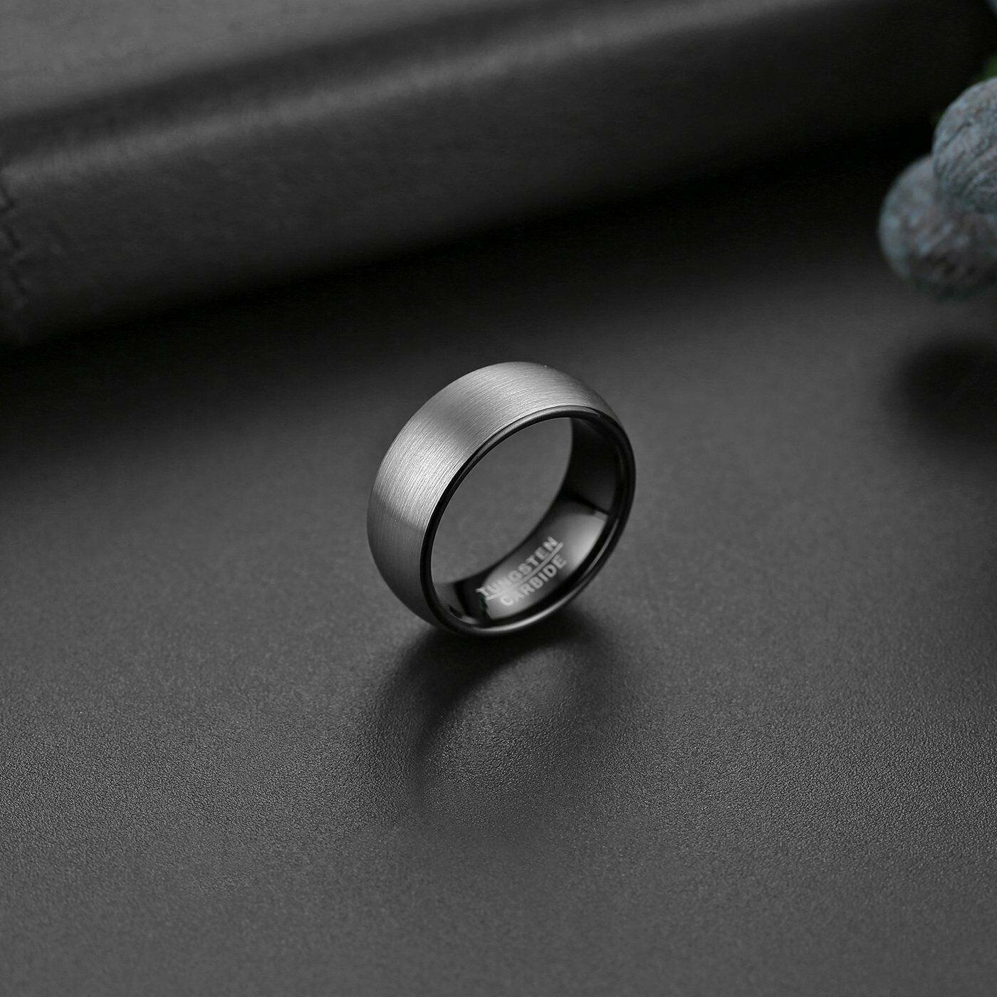 Tungsten Carbide Wedding Band Rings 8mm Matte Brushed Comfort Fit Size 4-15 - Jewelry Store by Erik Rayo