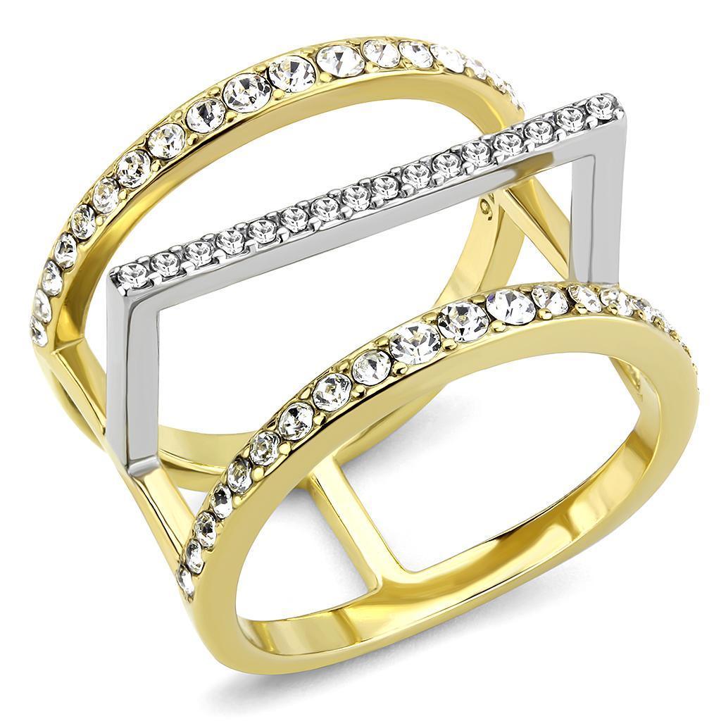 Two-Tone Gold Rings for Women Anillo Para Mujer Stainless Steel Ring with Top Grade Crystal Naples - Jewelry Store by Erik Rayo