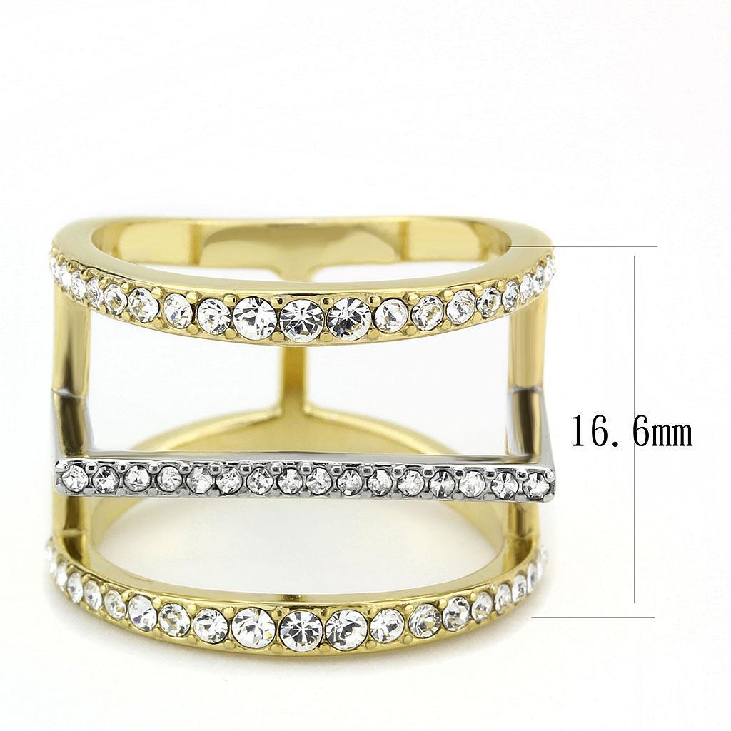 Two-Tone Gold Rings for Women Anillo Para Mujer Stainless Steel Ring with Top Grade Crystal Naples - Jewelry Store by Erik Rayo