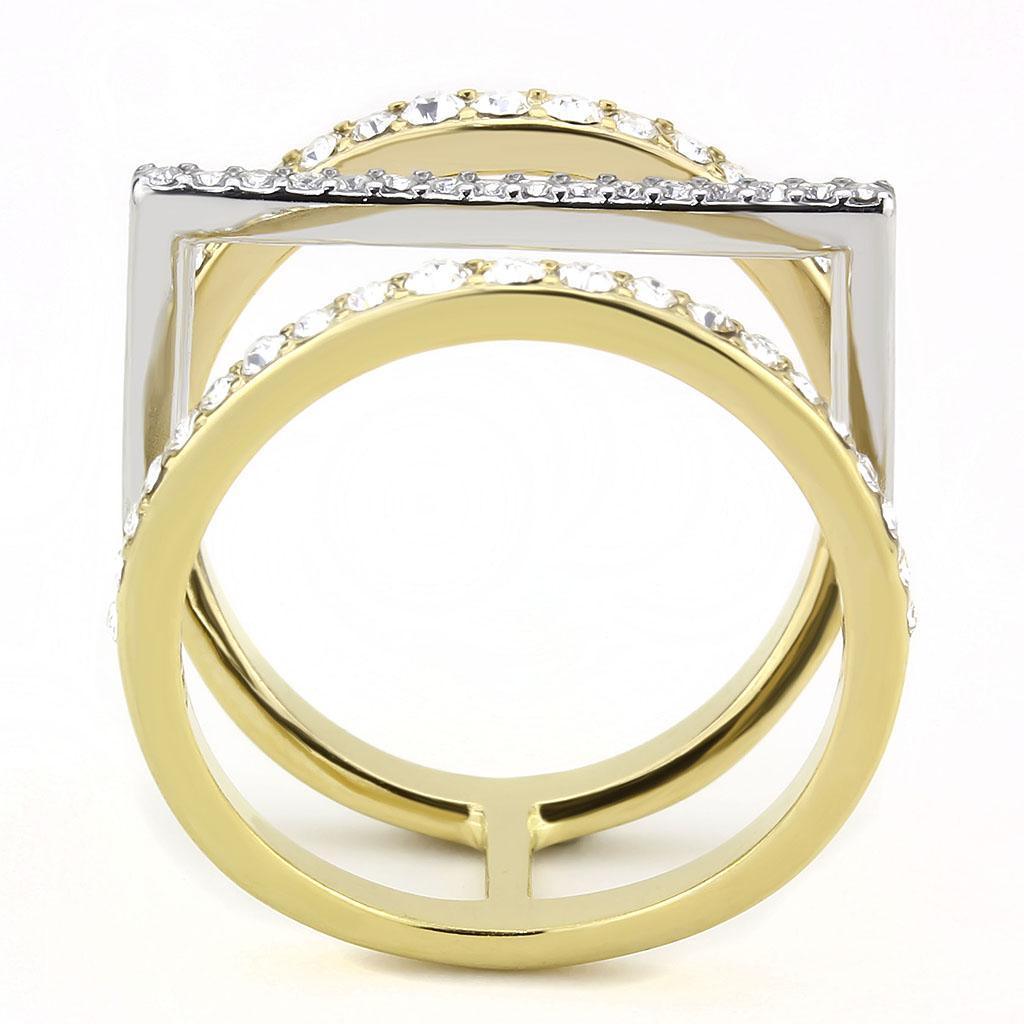 Two-Tone Gold Rings for Women Anillo Para Mujer Stainless Steel Ring with Top Grade Crystal Naples - Jewelry Store by Erik Rayo