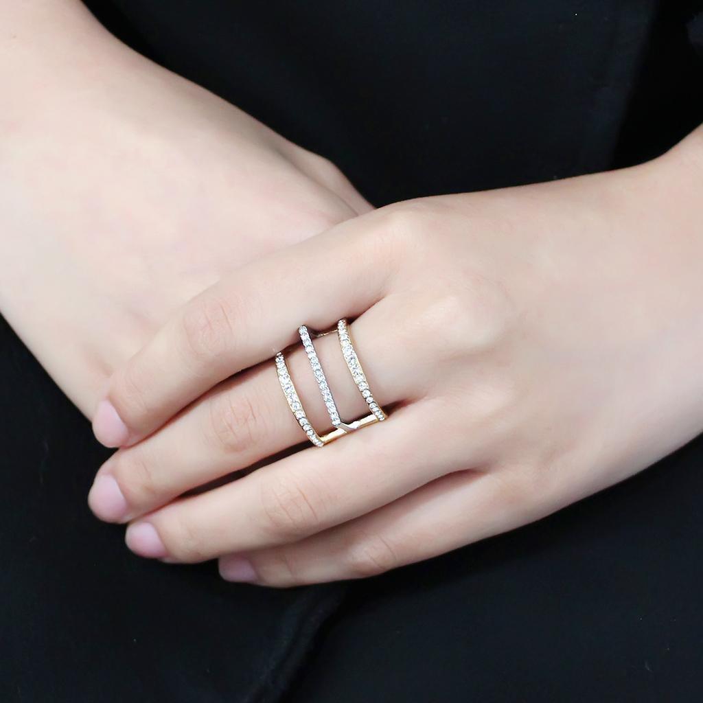 Two-Tone Gold Rings for Women Anillo Para Mujer Stainless Steel Ring with Top Grade Crystal Naples - Jewelry Store by Erik Rayo