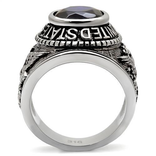 US Air Force Ring for Men and Women Unisex Stainless Steel Military Ring in Silver with Blue Stone - Jewelry Store by Erik Rayo