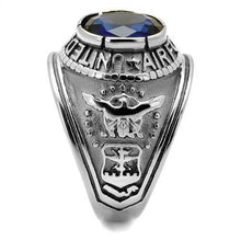 Load image into Gallery viewer, US Air Force Ring for Men and Women Unisex Stainless Steel Military Class Ring in Silver Blue Stone - Jewelry Store by Erik Rayo
