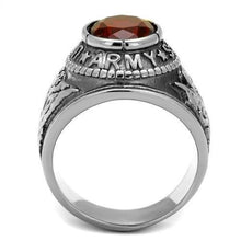 Load image into Gallery viewer, US Army Ring for Men and Women Unisex Stainless Steel Military Patriotic Ring in Silver with Red Stone - Jewelry Store by Erik Rayo
