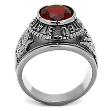 Load image into Gallery viewer, US Army Ring for Men and Women Unisex Stainless Steel Military Patriotic Ring in Silver with Red Stone - Jewelry Store by Erik Rayo
