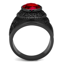 Load image into Gallery viewer, US Marines Ring for Men and Women Unisex Stainless Steel Military Patriotic Ring in Black with Red Stone Rock - Jewelry Store by Erik Rayo
