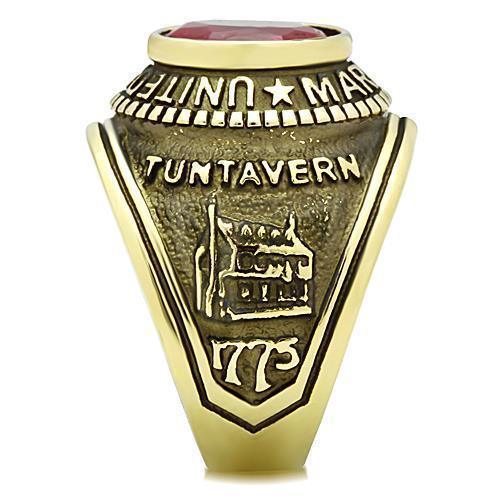 US Marines Ring for Men and Women Unisex Stainless Steel Military Patriotic Ring in Gold with Red Stone Rock - Jewelry Store by Erik Rayo