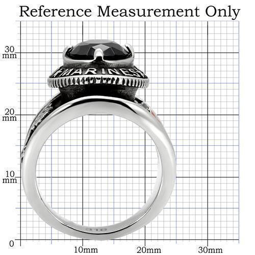 US Marines Ring for Men and Women Unisex Stainless Steel Military Patriotic Ring in Silver with Blue Stone Rock - Jewelry Store by Erik Rayo