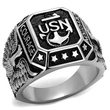 Load image into Gallery viewer, US Navy Ring Anillo Color Plata Para Hombres de Acero Inoxidable de USN Courage and Devotion - Jewelry Store by Erik Rayo
