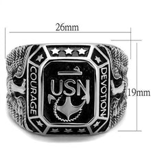 Load image into Gallery viewer, US Navy Ring Anillo Color Plata Para Hombres de Acero Inoxidable de USN Courage and Devotion - Jewelry Store by Erik Rayo
