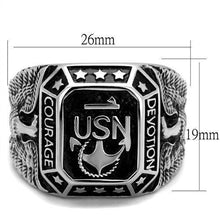 Load image into Gallery viewer, US Navy Ring Anillo Color Plata Para Hombres y Ninos de Acero Inoxidable de USN Courage and Devotion - Jewelry Store by Erik Rayo
