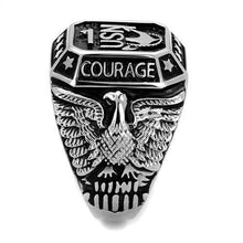 Load image into Gallery viewer, US Navy Ring Anillo Color Plata Para Hombres y Ninos de Acero Inoxidable de USN Courage and Devotion - Jewelry Store by Erik Rayo
