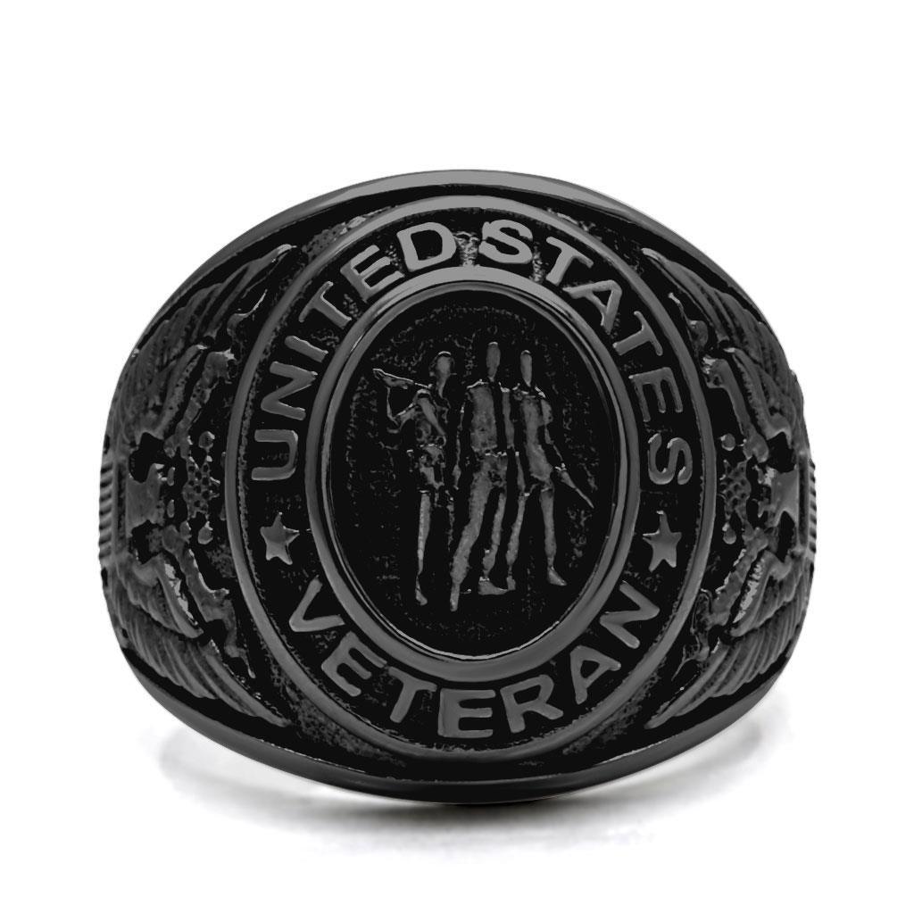 Black Veterans Military Ring for Men and Women Unisex Stainless Steel Class Ring - Jewelry Store by Erik Rayo