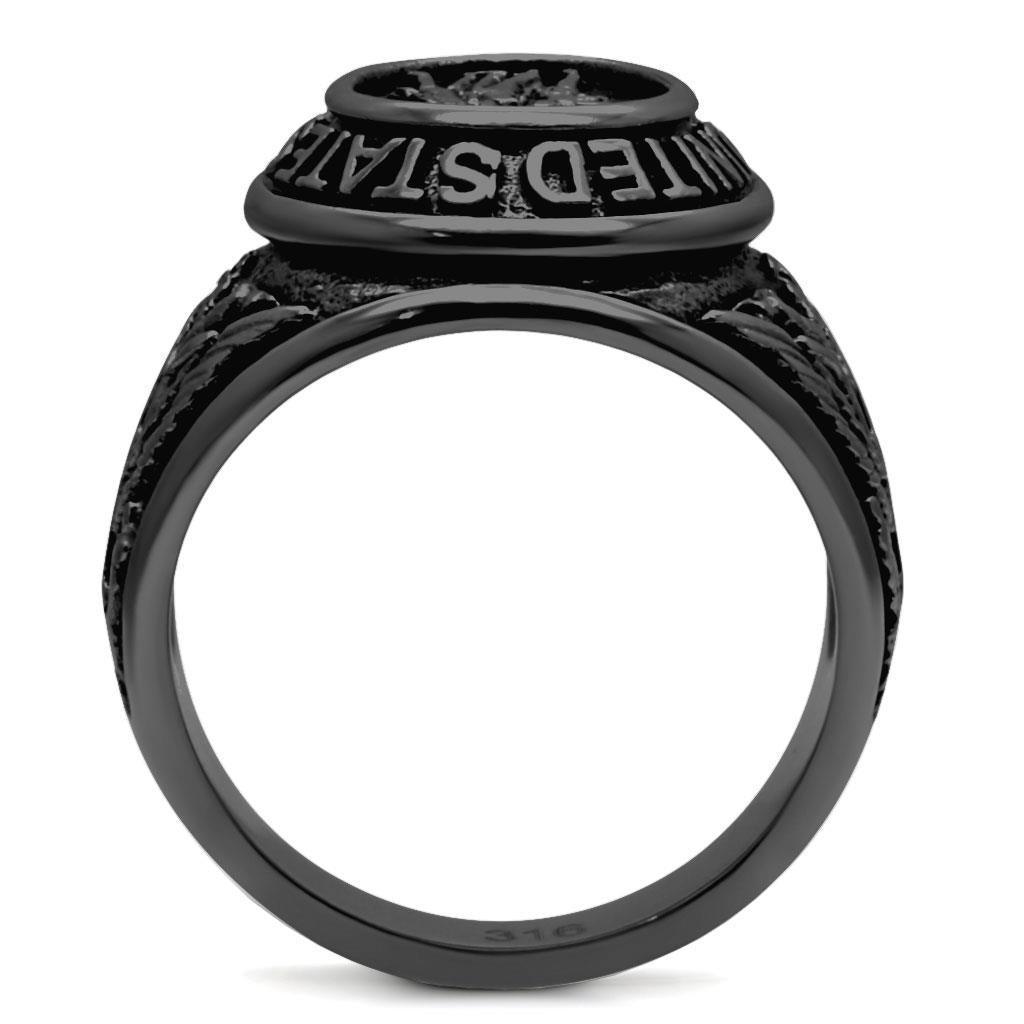 Black Veterans Military Ring for Men and Women Unisex Stainless Steel Class Ring - Jewelry Store by Erik Rayo