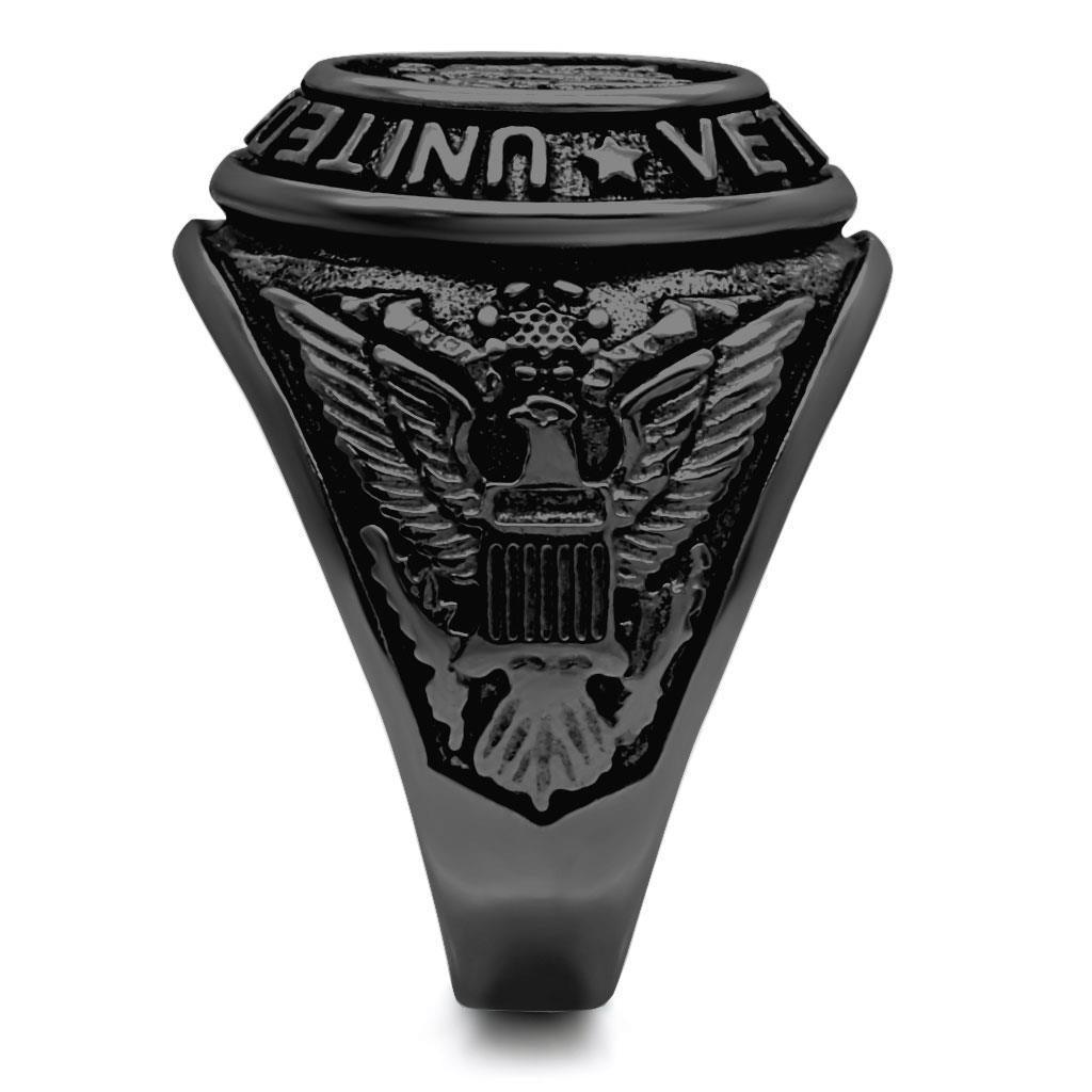Black Veterans Military Ring for Men and Women Unisex Stainless Steel Class Ring - Jewelry Store by Erik Rayo