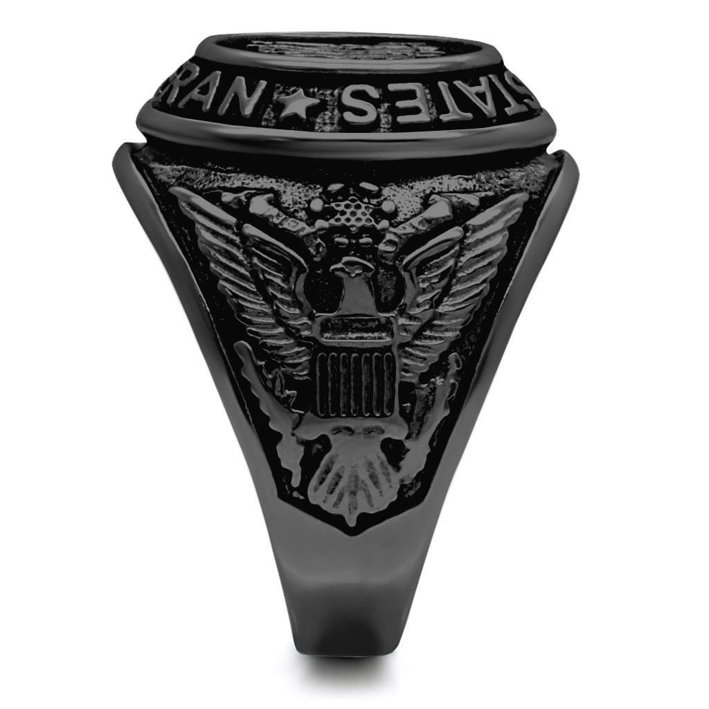 Black Veterans Military Ring for Men and Women Unisex Stainless Steel Class Ring - Jewelry Store by Erik Rayo
