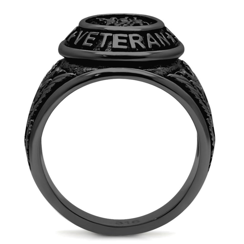Black Veterans Military Ring for Men and Women Unisex Stainless Steel Class Ring - Jewelry Store by Erik Rayo
