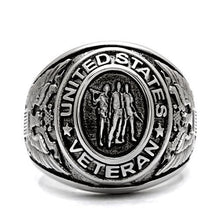 Load image into Gallery viewer, US Veterans Ring for Men and Women Unisex Stainless Steel Military Patriotic Ring in Silver - Jewelry Store by Erik Rayo
