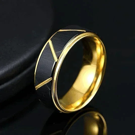 Men's Wedding Band - Luxury Black Brushed Gold Ring for Men and Women - Jewelry Store by Erik Rayo