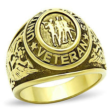 Load image into Gallery viewer, Veterans Military Ring for Men and Women Unisex Stainless Steel Ring in Gold Patriotic Soldiers - Jewelry Store by Erik Rayo
