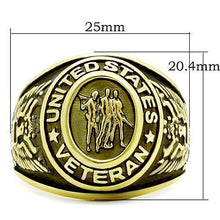 Load image into Gallery viewer, Veterans Military Ring for Men and Women Unisex Stainless Steel Ring in Gold Patriotic Soldiers - Jewelry Store by Erik Rayo
