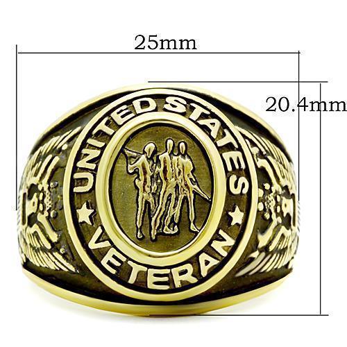 Gold Veterans Military Ring for Men and Women Unisex Stainless Steel Class Ring - Jewelry Store by Erik Rayo