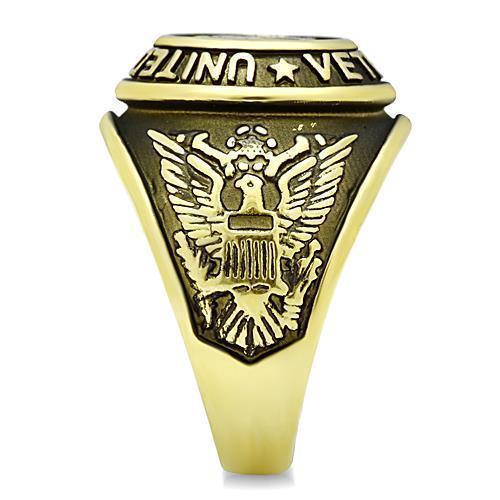 Veterans Military Ring for Men and Women Unisex Stainless Steel Ring in Gold Patriotic Soldiers - Jewelry Store by Erik Rayo